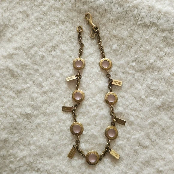 Vintage Rare Coach 1941 Pink Glass Snaphead Cabochon Necklace 🔥 - Picture 16 of 16